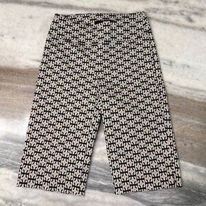 Up! Classic Bermuda Length Print Shorts Stretch Fabric Black Cream White Size 2